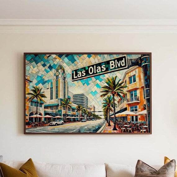 Las Olas Boulevard Fort Lauderdale Mosaic Style Street Scene Poster