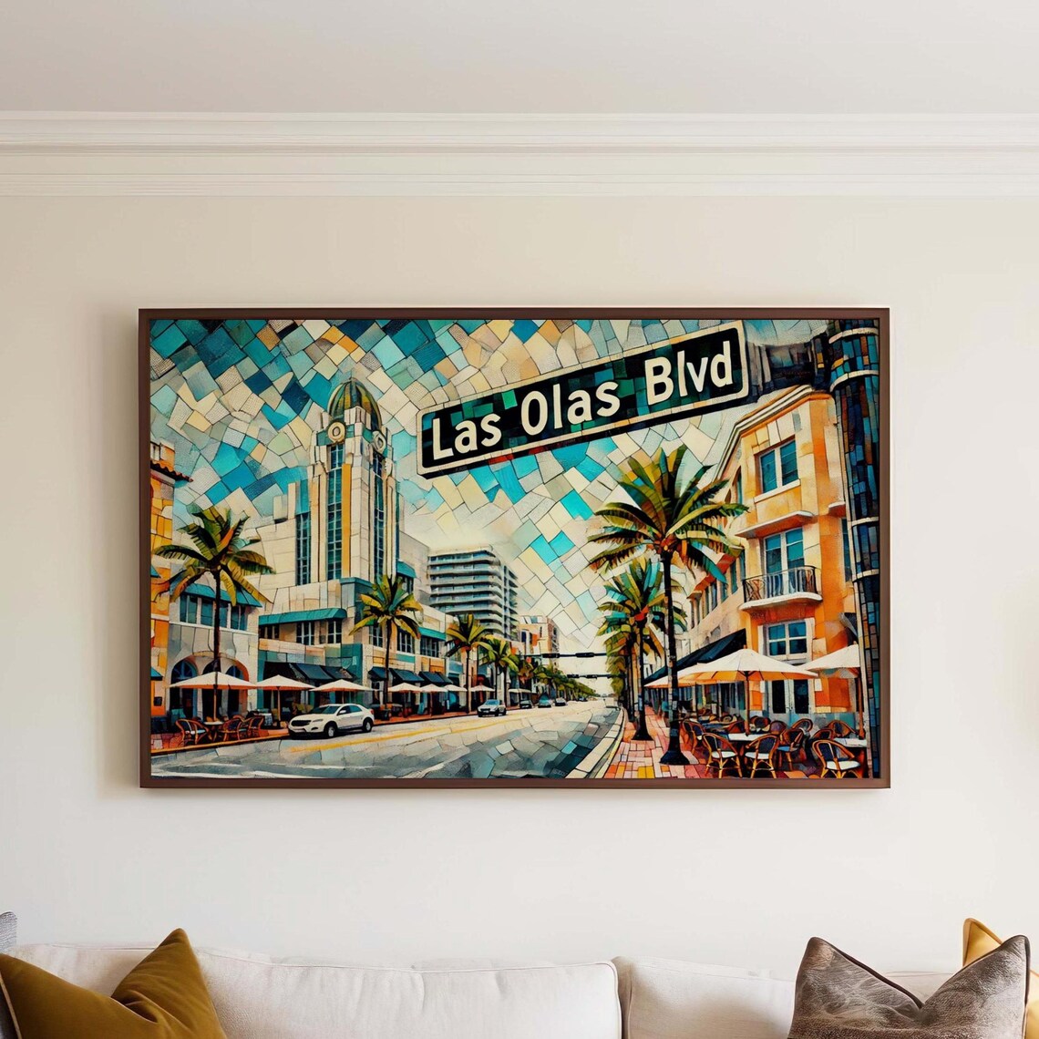 Las Olas Boulevard Fort Lauderdale Mosaic Style Street Scene Poster
