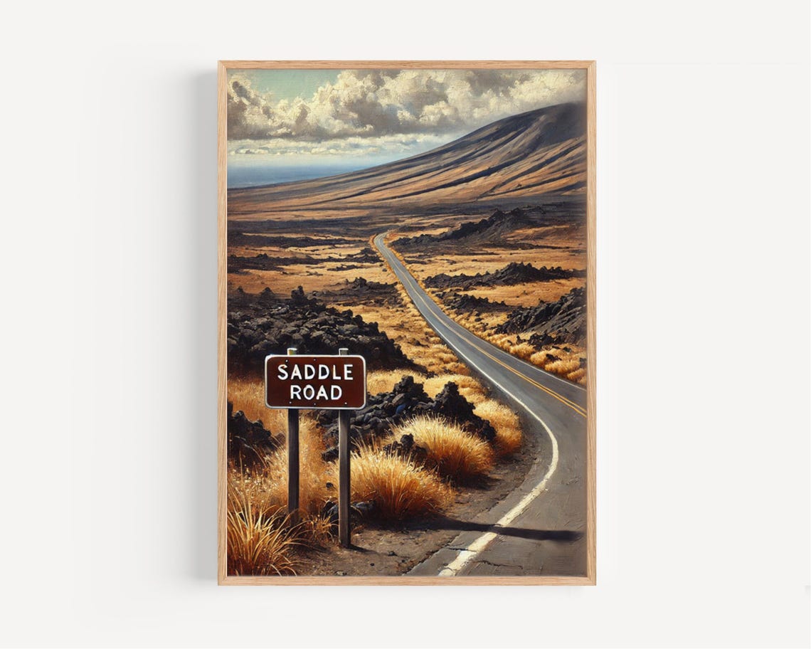 Saddle Road Hawaii Big Island Volcanic Highway Landscape Poster