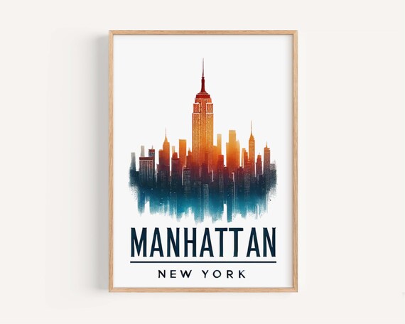 Manhattan New York City Sunset Skyline With Empire State Poster