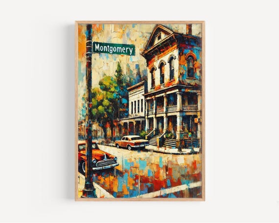 Alabama Montgomery Vintage Travel Poster, State Map