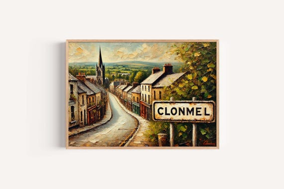 Clonmel Art Print Ireland Travel Poster Wall European City Gift Housewarming Decor Unique Illustration