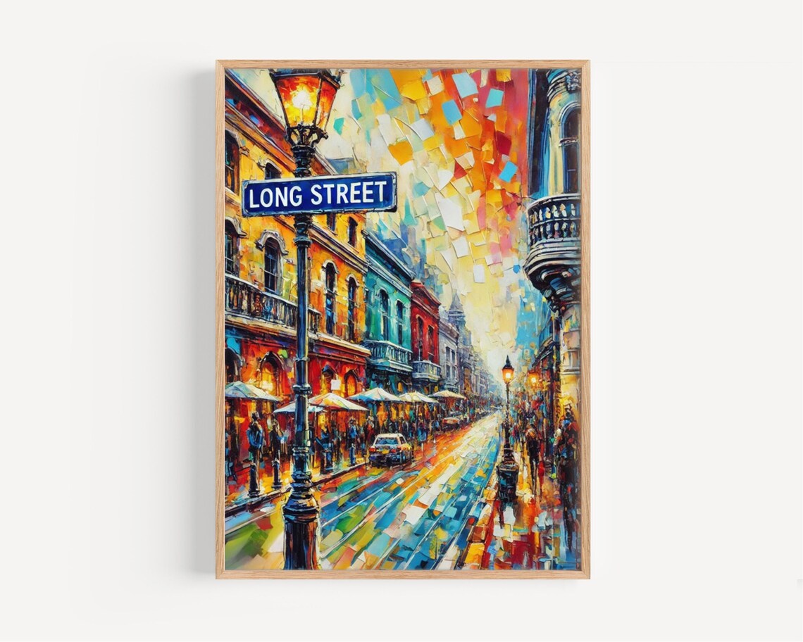 Long Street Cape Town South Africa Night Street Painting Art Poster