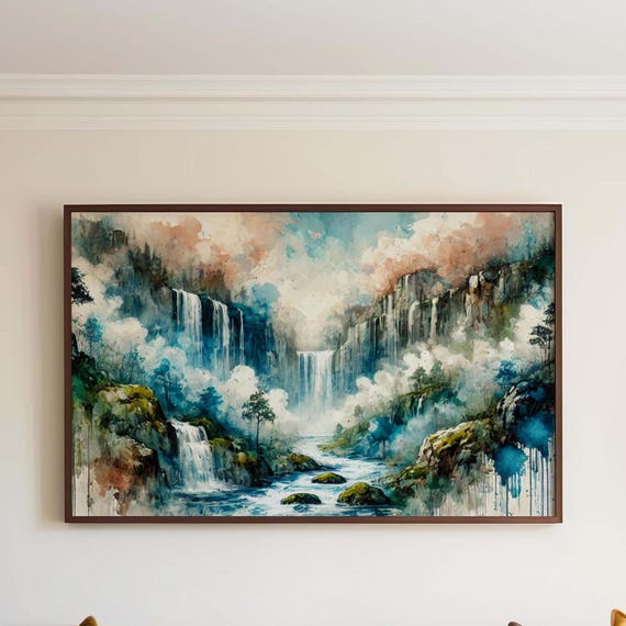 Nature Gift Waterfall Wall Art Print Home Decor Stream Landscape Housewarming New Family Canvas