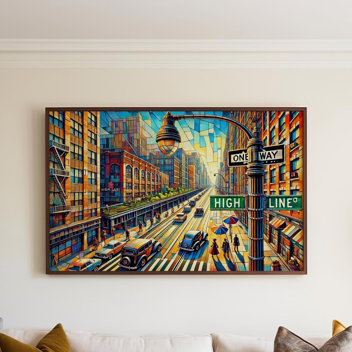The High Line New York City One Way Street Geometric Travel Poster