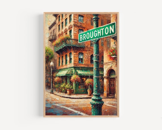 Broughton Street Savannah Georgia Flower Balcony Corner Cafe Art Print