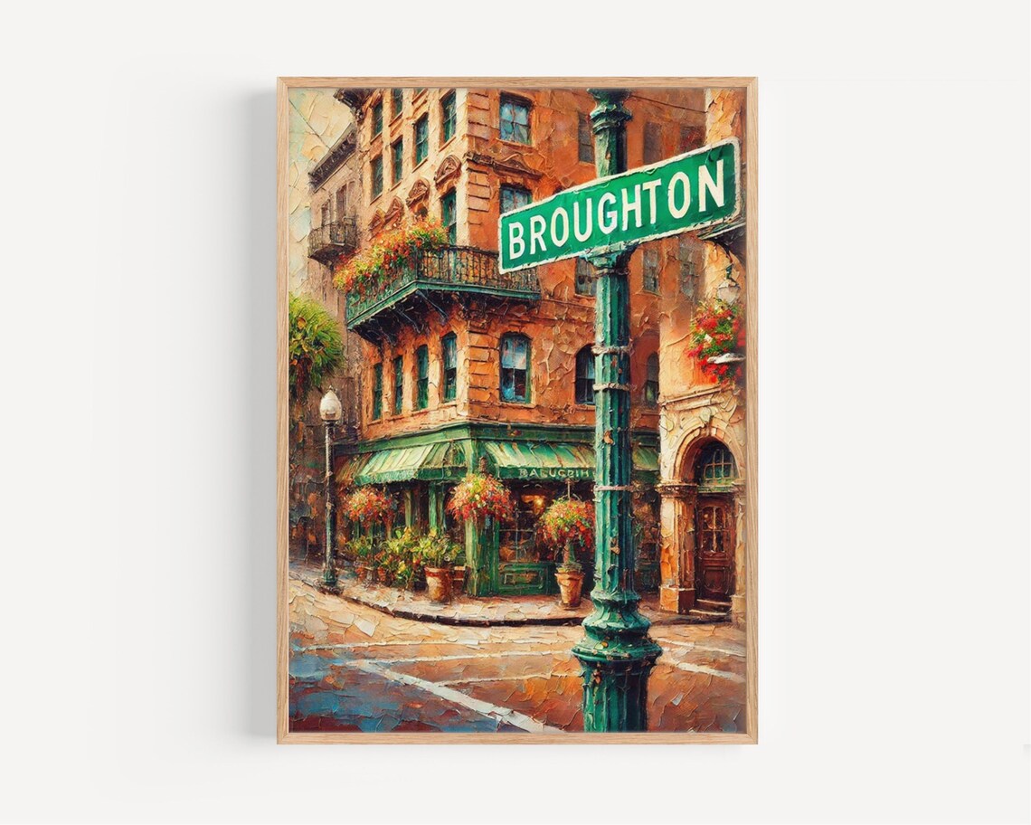 Broughton Street Savannah Georgia Flower Balcony Corner Cafe Art Print