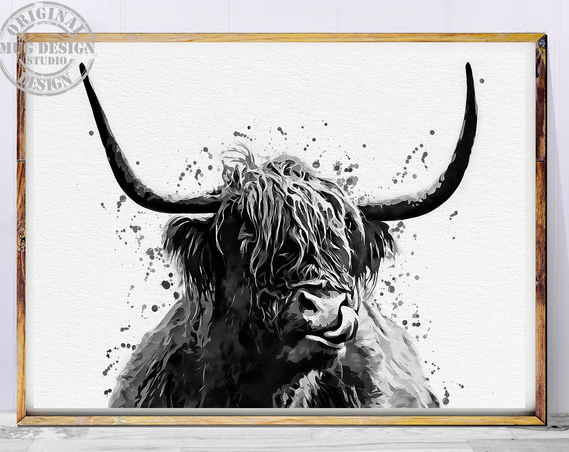 Highland Cow Watercolor Art Print