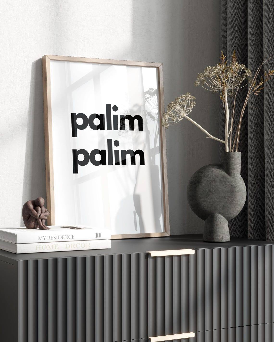 Palim Palim Bold Minimalist Black And White Typography Wall Art - Image 3