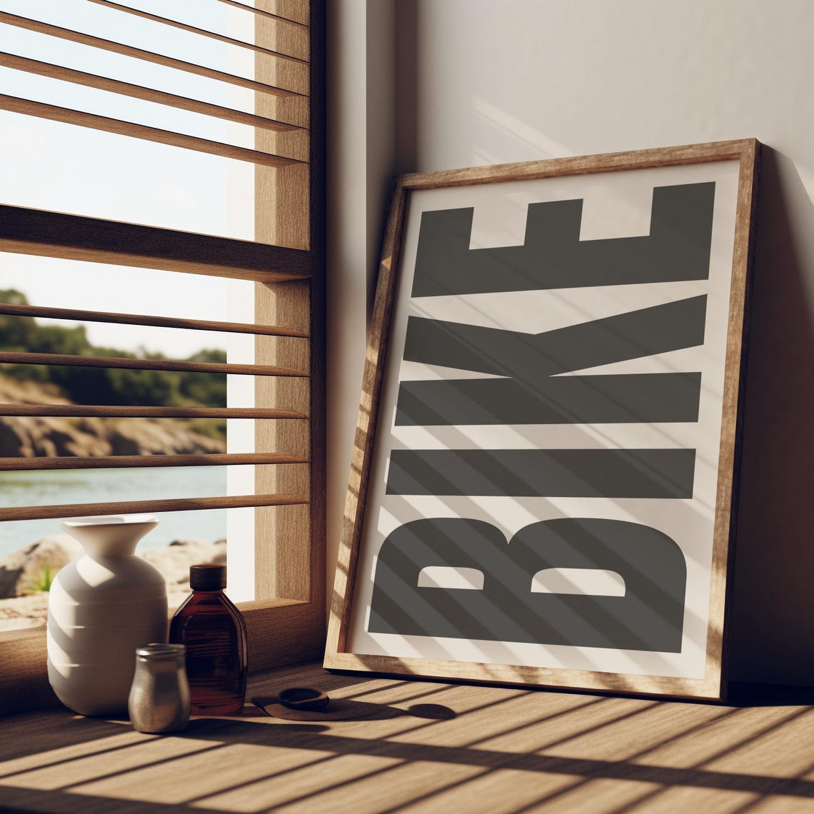 Bike Typography Poster Bold Stacked Letters Modern Cycling Art - Image 2