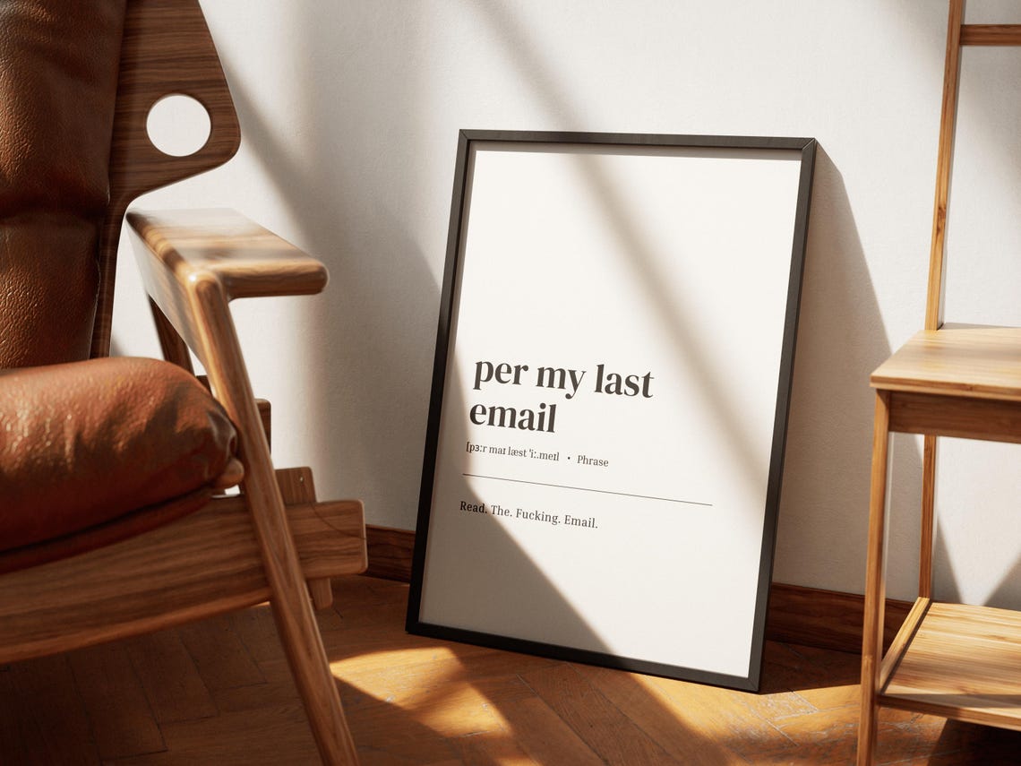 Office Wall Art Per My Last Email Definition Poster Home Decor Funny - Image 3