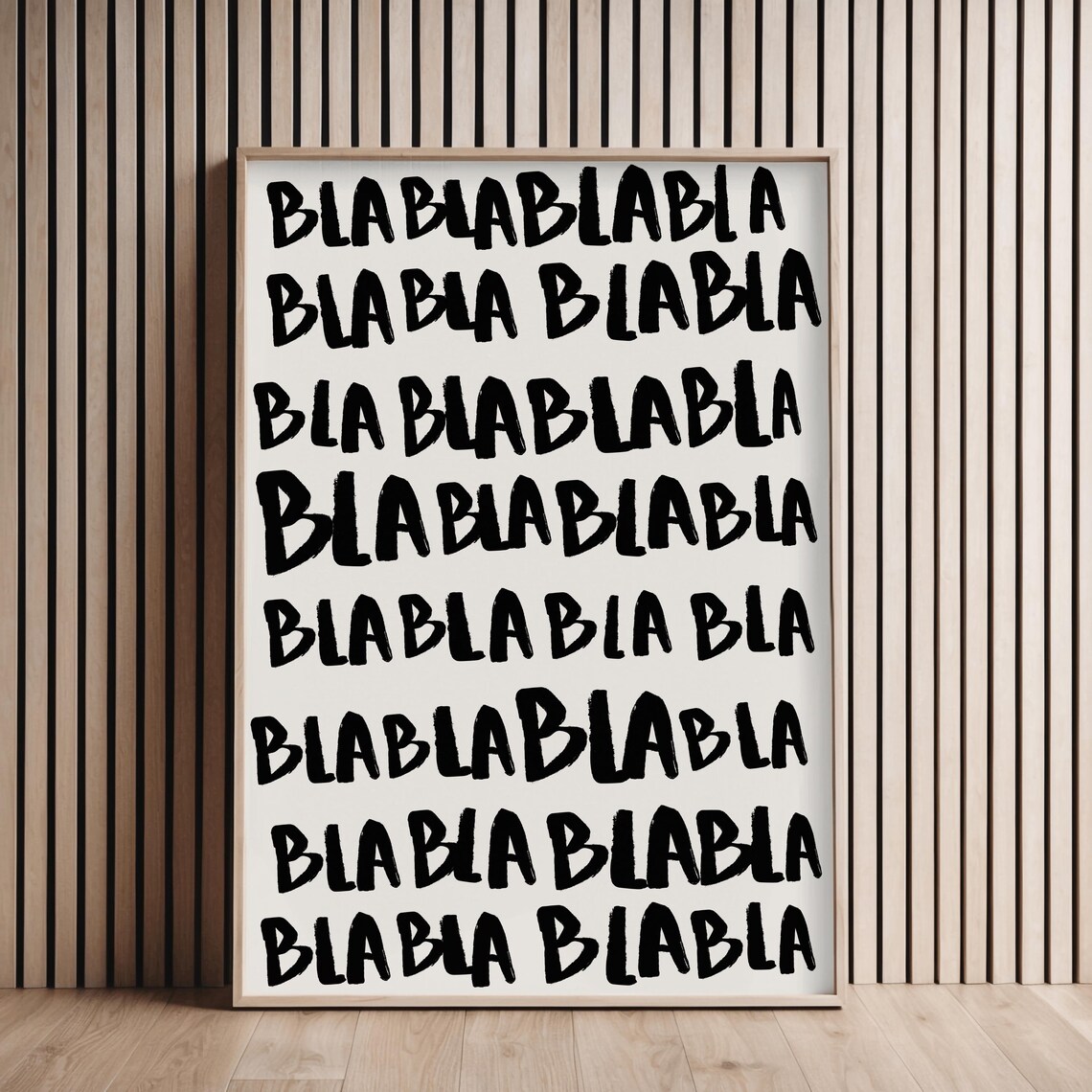 Blablabla Typography Funny Black and White Art Print