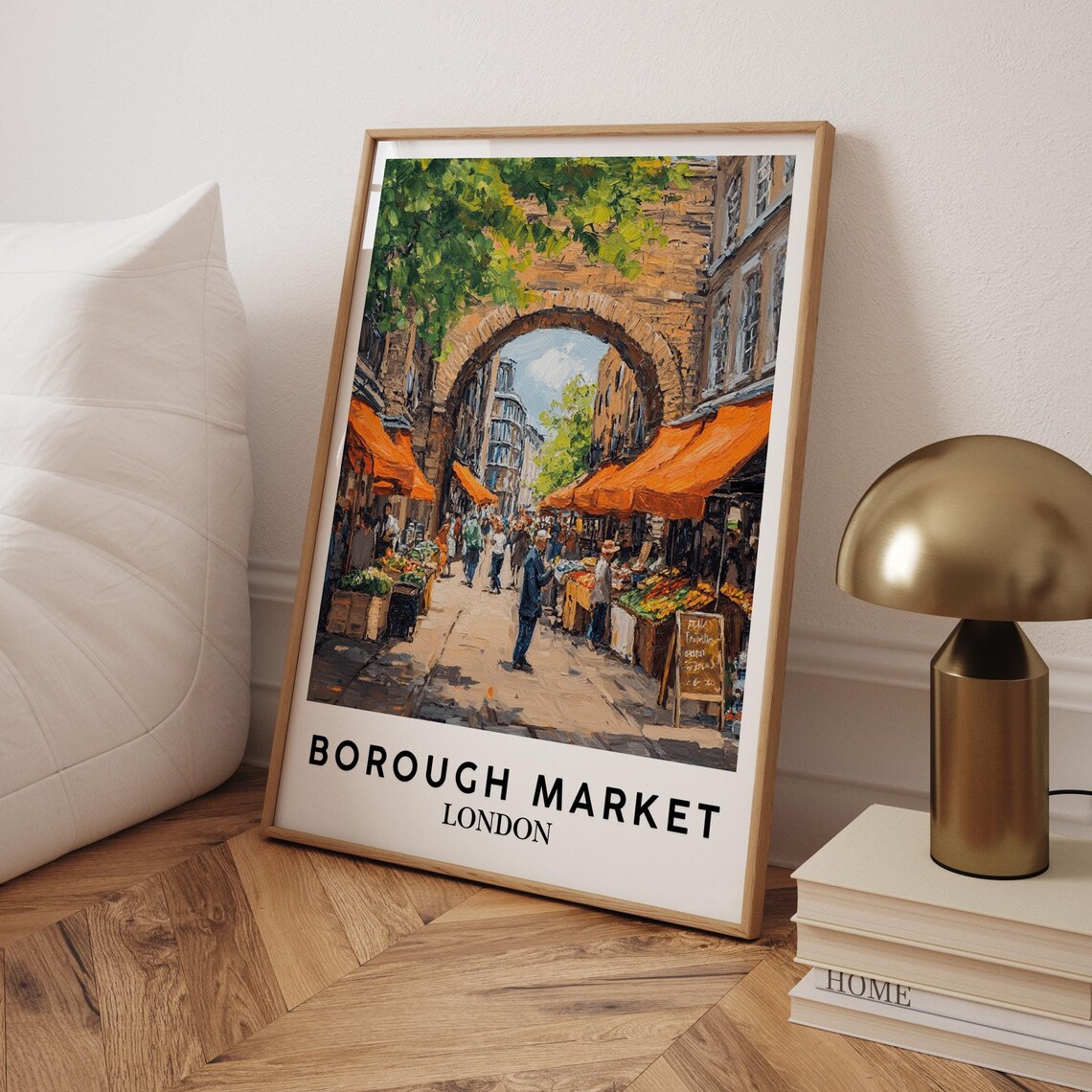 Borough Market London Impressionist Market Arch Scene Poster