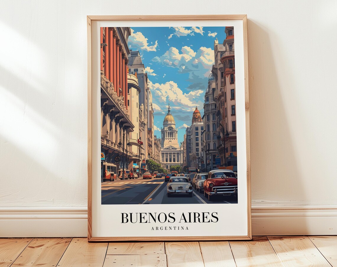 Buenos Aires Travel Poster Argentina Wall Art Personalized Gift Birthday Wedding Anniversary Housewarming Present