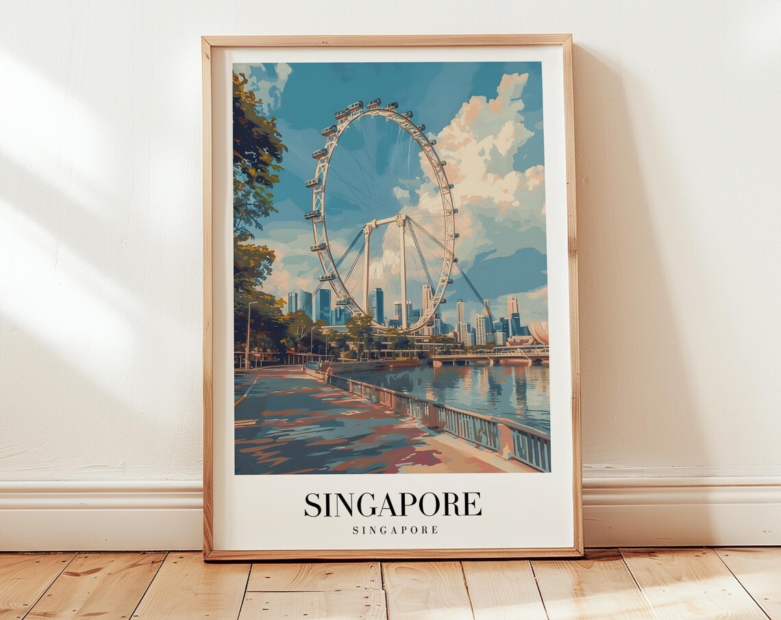 Singapore Singapore Flyer Observation Wheel Waterfront Travel Poster