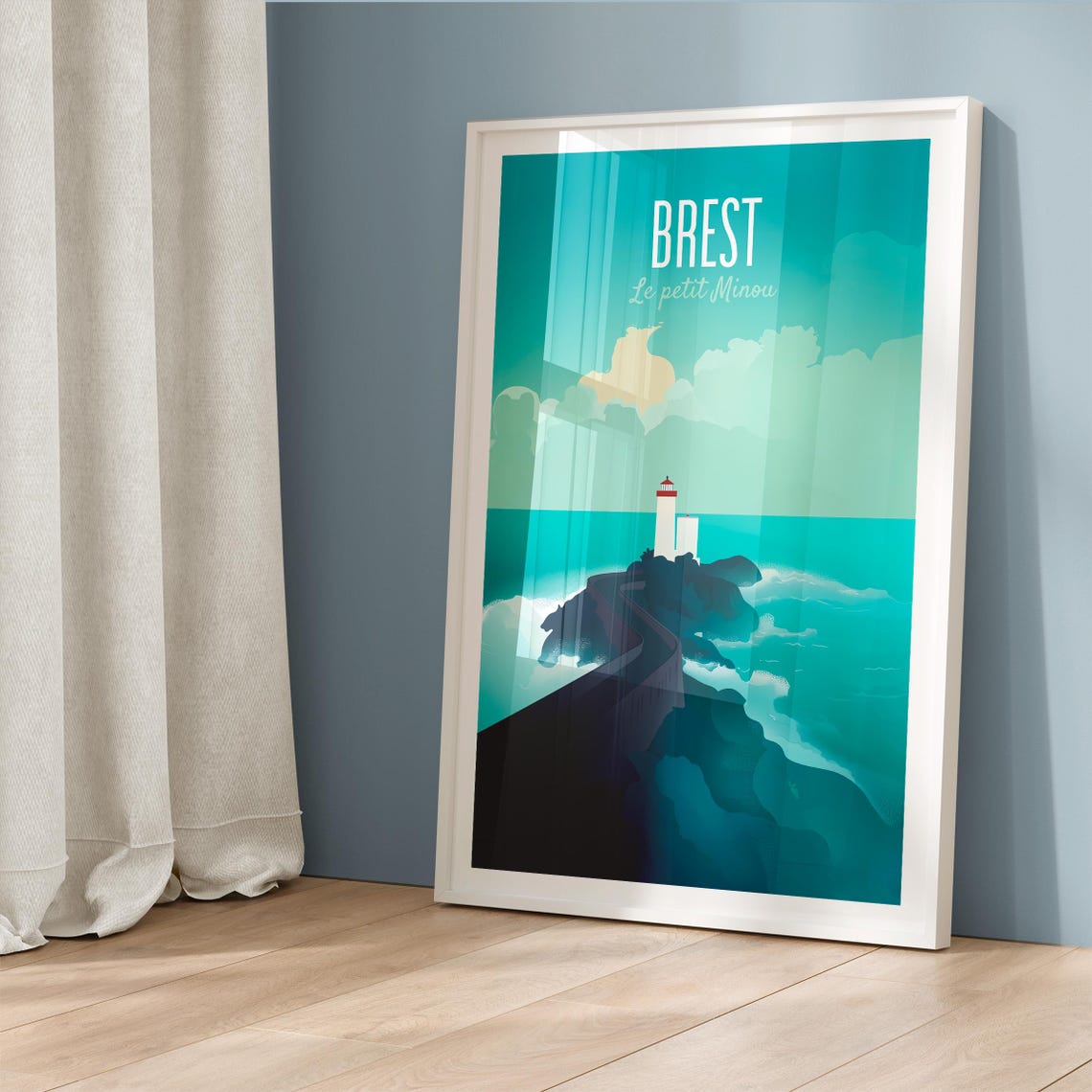 Brest Le Petit Minou Lighthouse Brittany Rocky Coastline Poster - Image 5