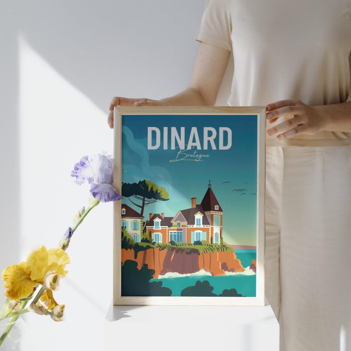 Dinard Bretagne Seaside Villas on Emerald Cliffs Travel Poster - Image 2