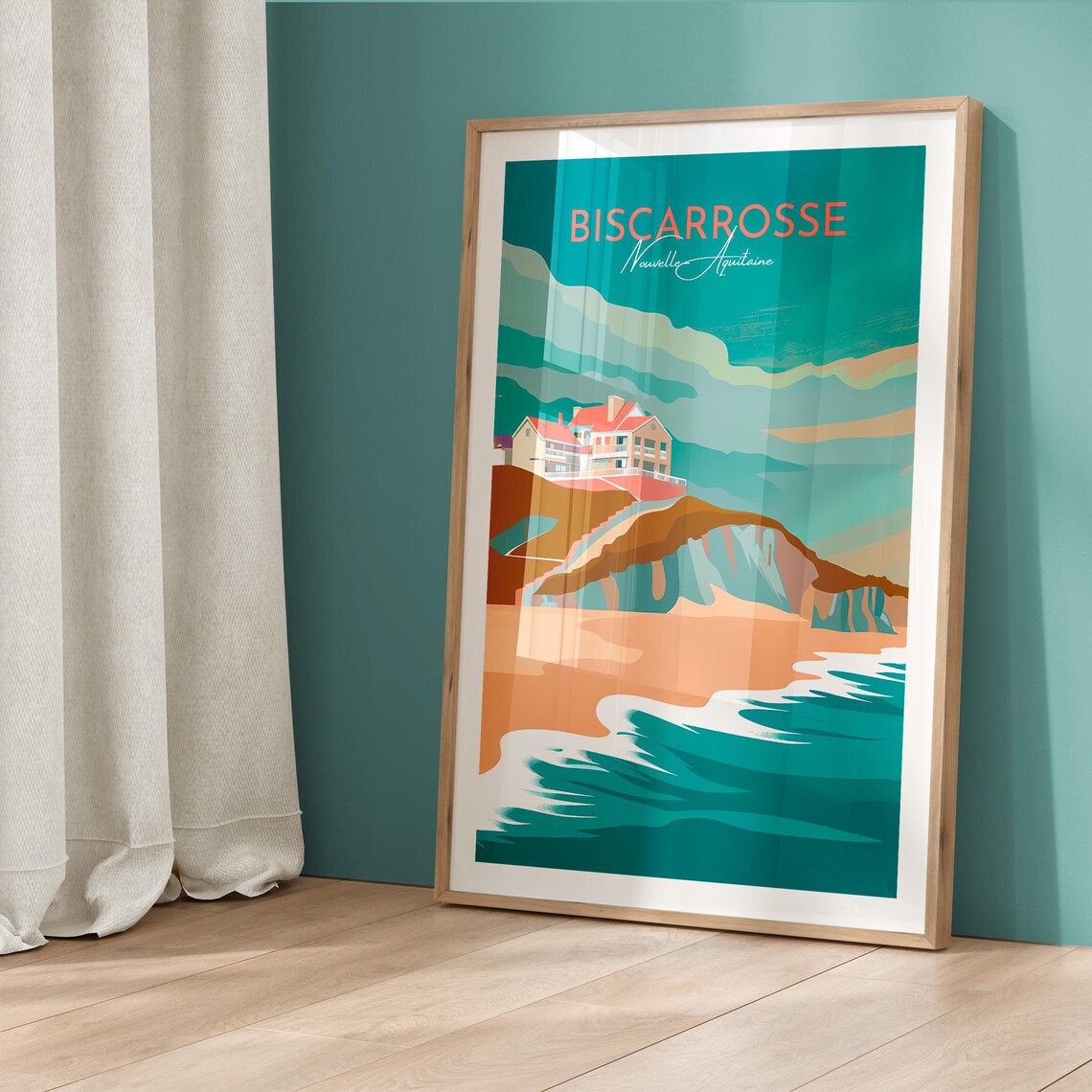 Biscarrosse Nouvelle Aquitaine Cliff Villa Coast Travel Poster - Image 5