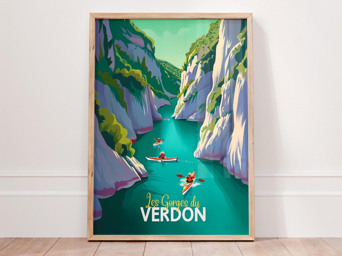 Les Gorges du Verdon Kayakers Turquoise Canyon Provence Poster