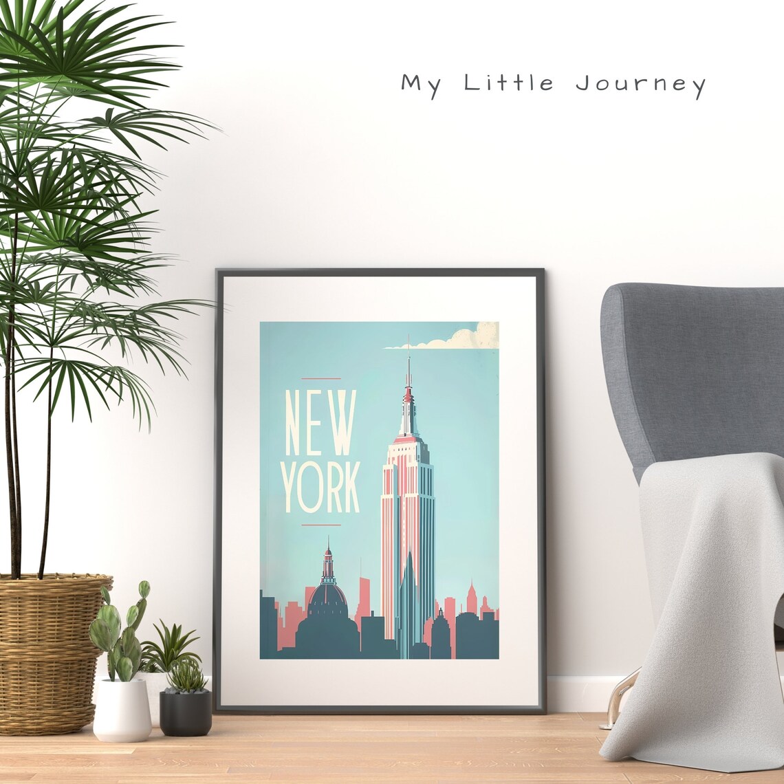 New York City Empire State Building Skyline Retro Travel Poster - Image 2