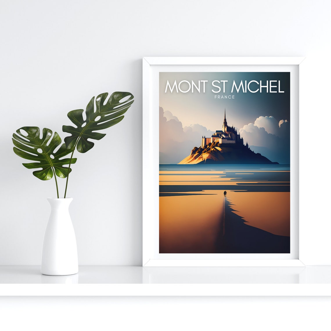 Mont Saint Michel France Abbey Sunset Glowing Tidal Flats Poster - Image 4