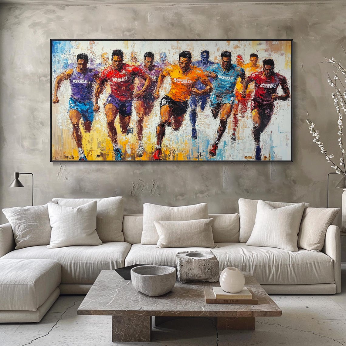 Marathon Runners Sprint Colorful Race Impasto Dynamic Sports Poster - Image 3
