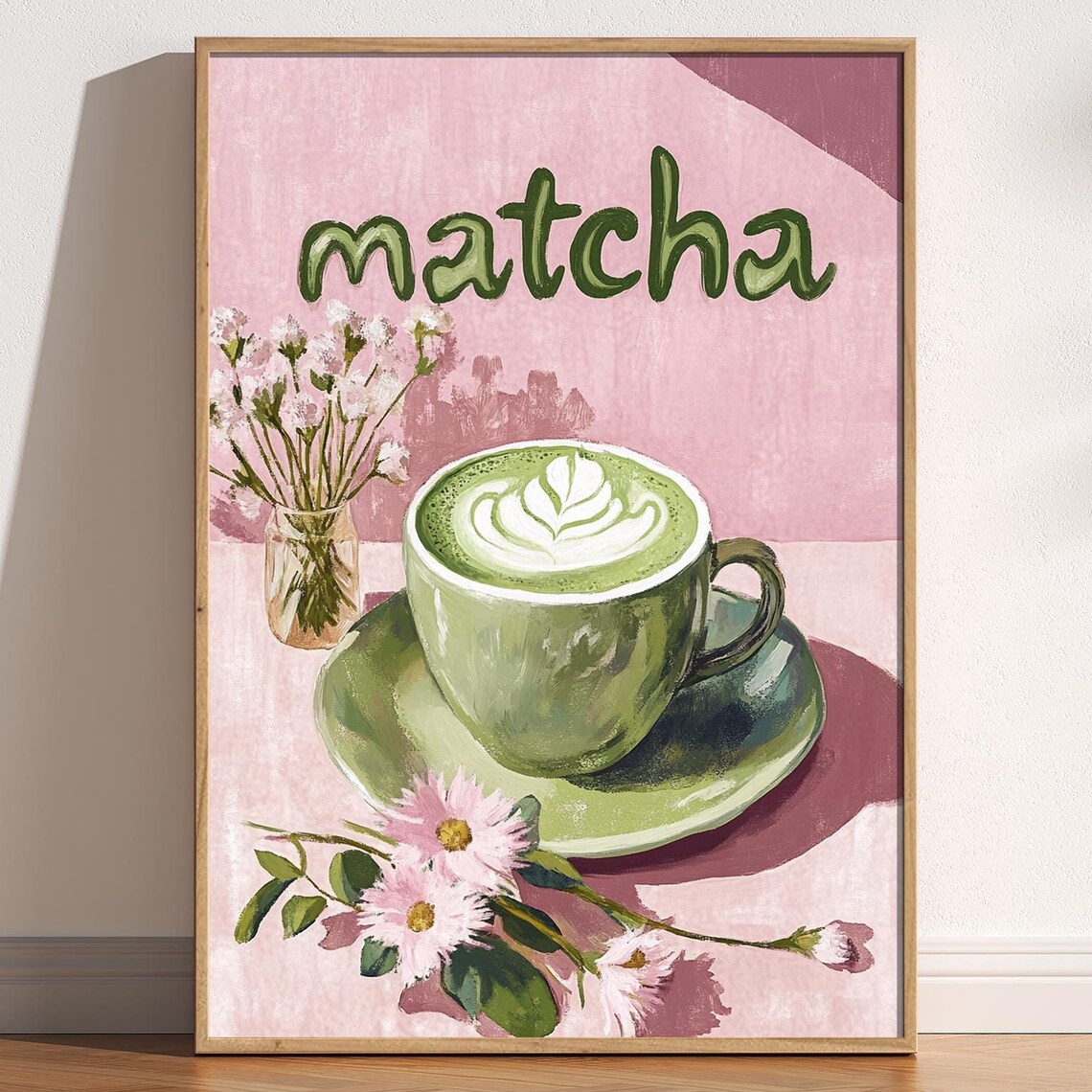 Matcha Latte Retro Aesthetic Kitchen Art Print