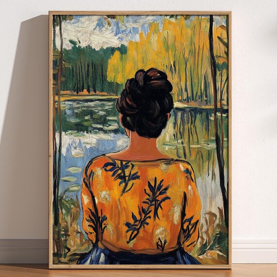 Nature Scene Henri Matisse Print Henri Matisse Style Fauvism Painting Poster Female Viewing Nature Modern Exhibition Art Lake Woodland