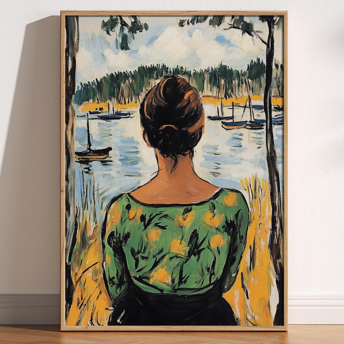 Nature Scene Henri Matisse Print Henri Matisse Style Fauvism Painting Poster Female Viewing Nature Modern Exhibition Art Harbour Boats