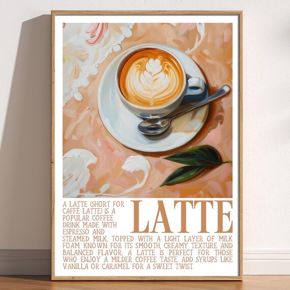 Latte Coffee Retro Vintage Kitchen Art Print