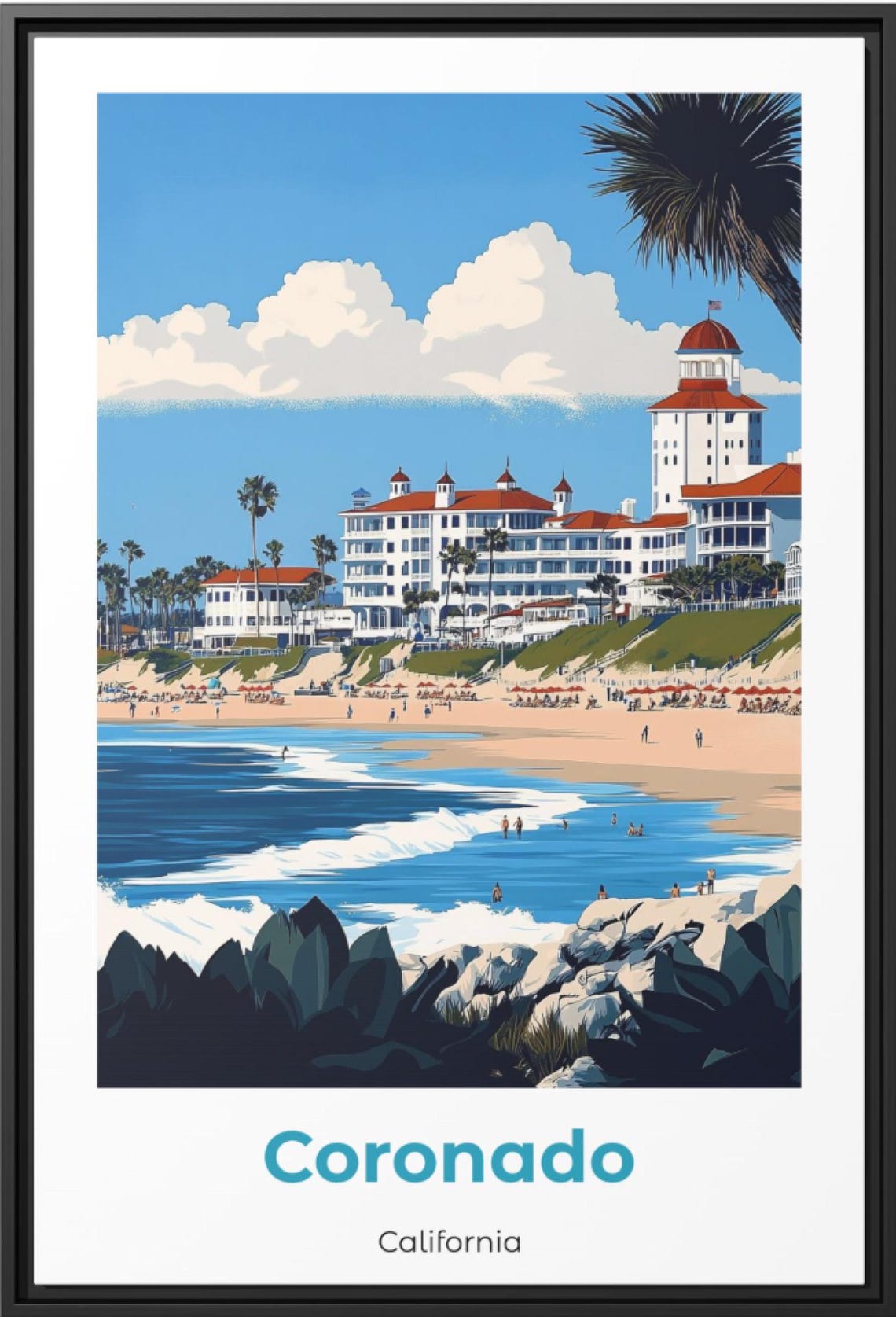 Coronado California Hotel del Coronado Beach Minimalist Retro Poster