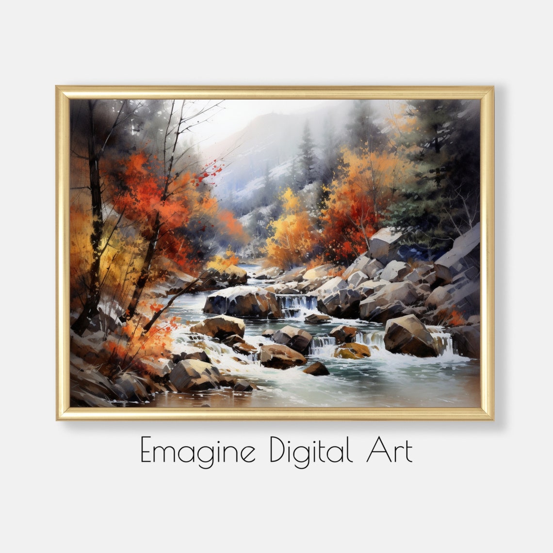Art Autumn Mountain Wilderness Alaskan Landscape Nature Wall Decor To Instantly Print Frame Ls67