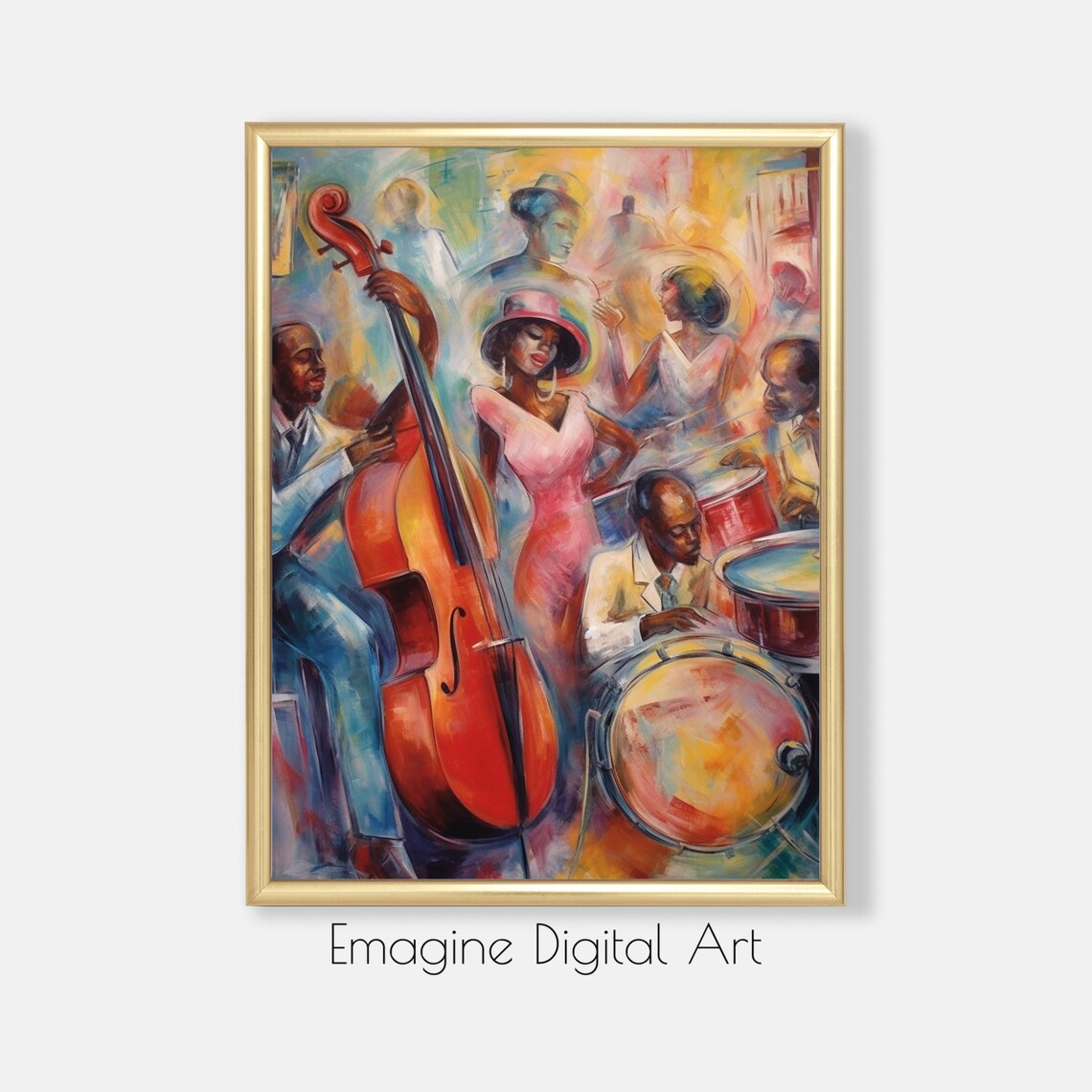 Jazz Musicians in City Club, Music Art Print