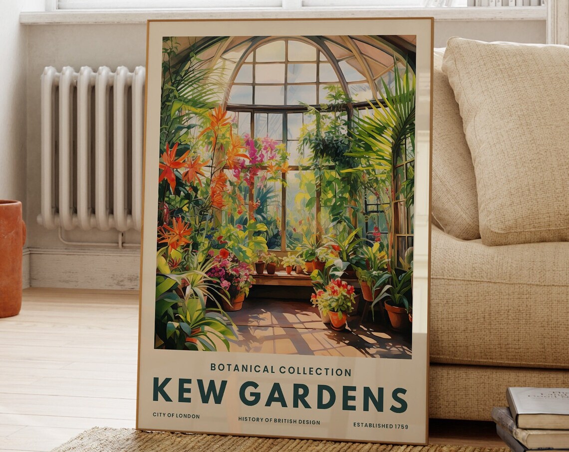 Kew Gardens Botanical Collection London Greenhouse Floral Poster