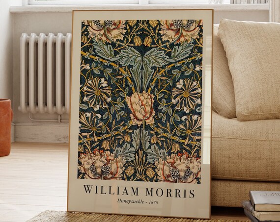 William Morris Honeysuckle Poster Flower Prints Botanical Kitchen Wall Art Bedroom Vintage Decor Nature Pattern Gift For Her