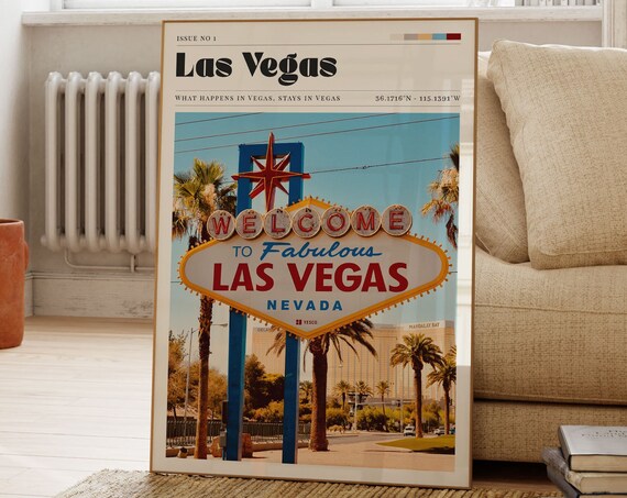 Las Vegas Nevada Welcome Sign Fabulous City Lights Photo Travel Poster