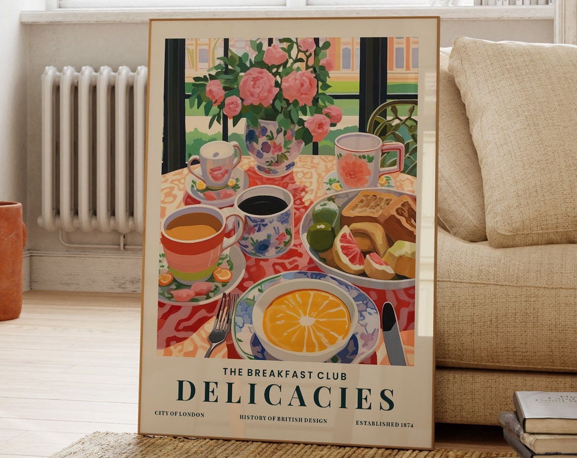 The Breakfast Club Delicacies Tea Coffee Floral Breakfast Poster