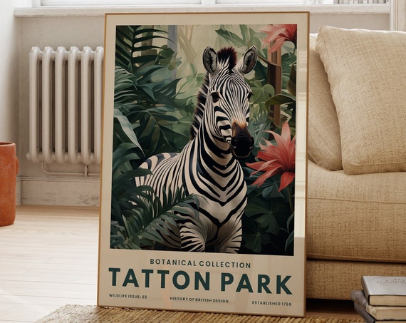Zebra Print Tropical Jungle Animal Wall Art Botanical Nature Wildlife Gallery Living Room Posters Gift For Her