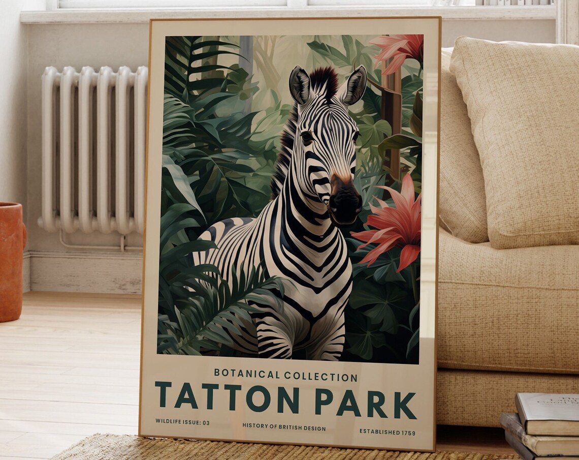 Tatton Park Botanical Collection Zebra Safari Wildlife Art Poster