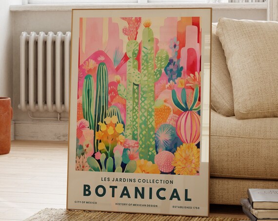 Mexican Cactus Desert Garden Botanical Collection Art Poster