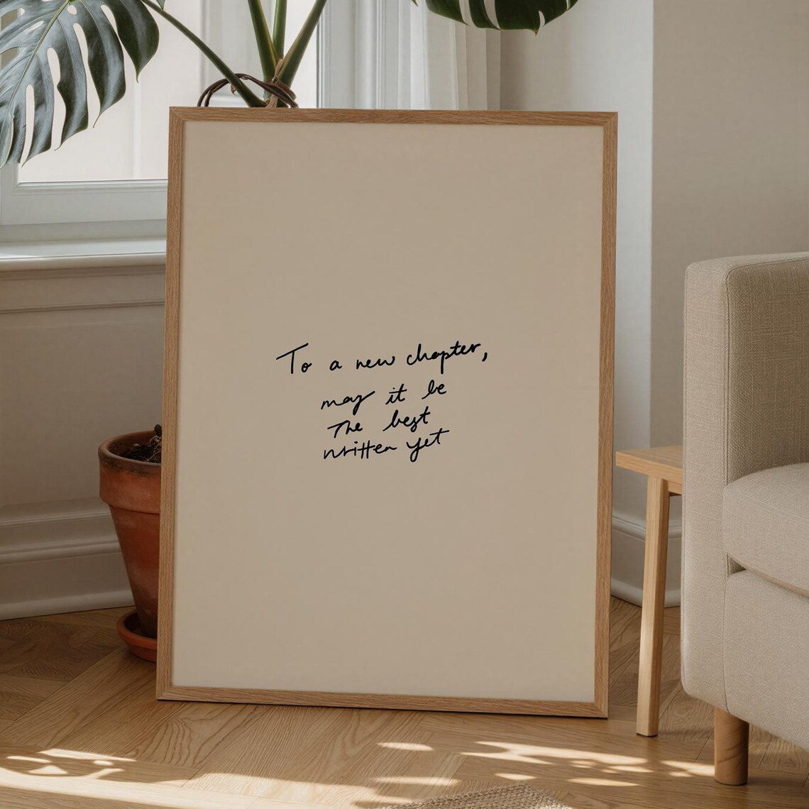 A New Chapter Print, Handdrawn Typography Quote