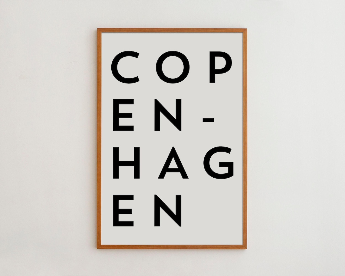 Copenhagen Typography Art Print, Black and White
