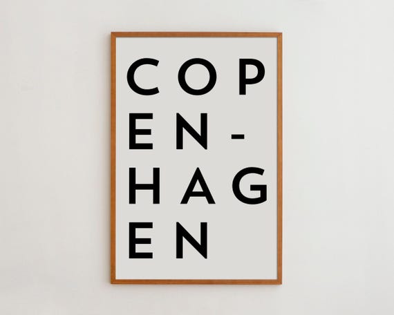 Copenhagen Typography Art Print, Black and White