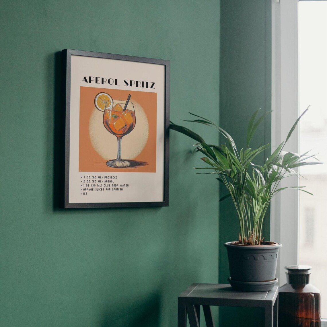 Aperol Spritz Cocktail, Orange Minimalist Retro Art - Image 2