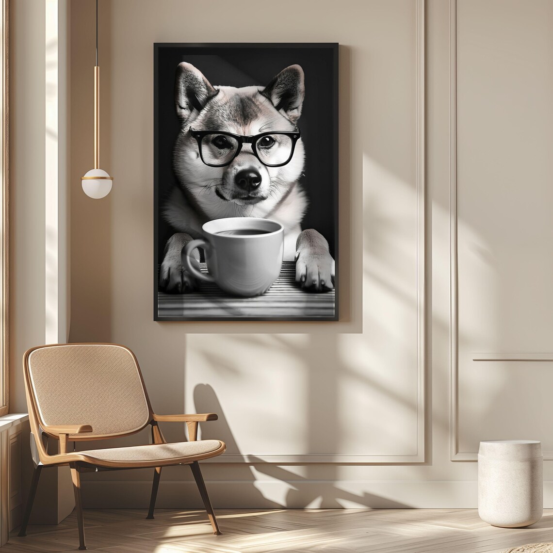 Shiba Inu Drinking Coffee, Funny Dog Kitchen Decor - Image 4
