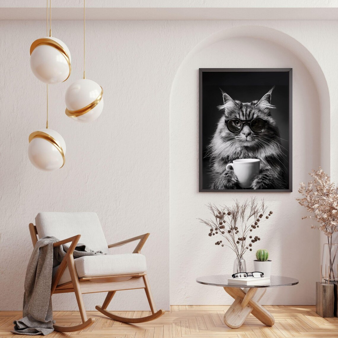 Cat Drinking Coffee, Vintage Kitchen Decor Print - Image 3