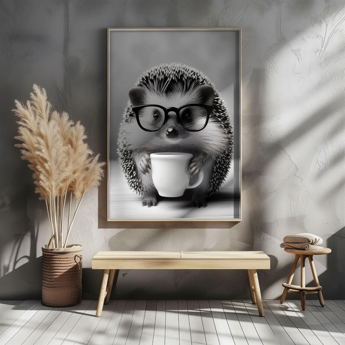 Hedgehog Cute Animal Drinking Coffee, Vintage Poster - Image 5