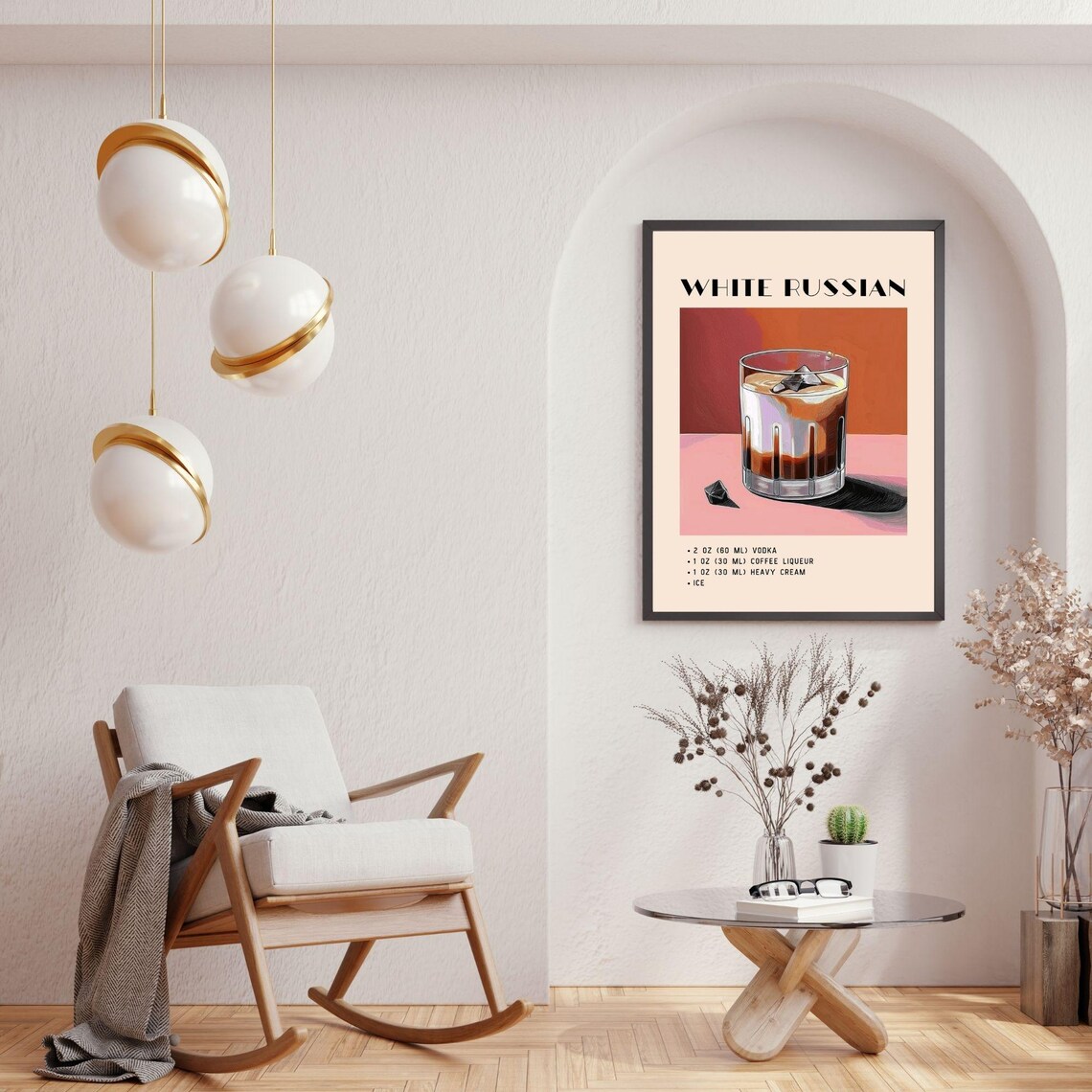 White Russian Cocktail, Minimalist Retro Art - Image 3