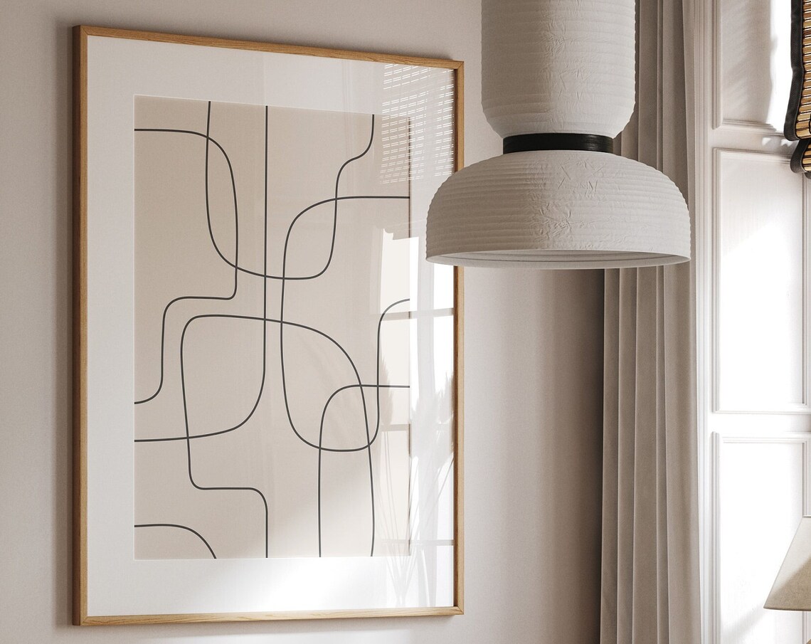 Beige Minimalist Line Art Abstract Curves Modern Neutral Poster - Image 3