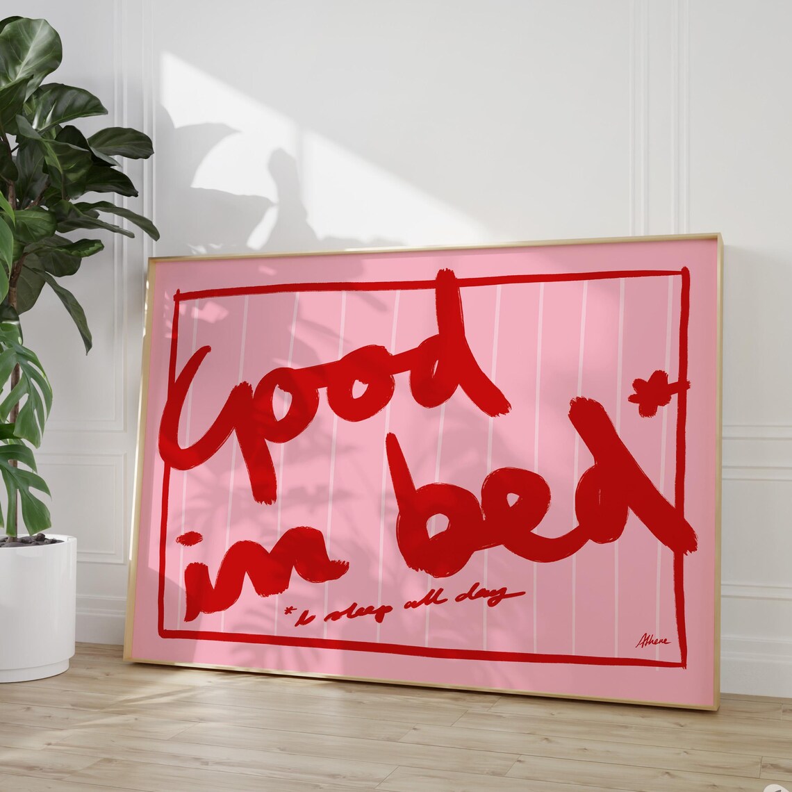 Good In Bed Print, Quirky Bedroom Wall Art